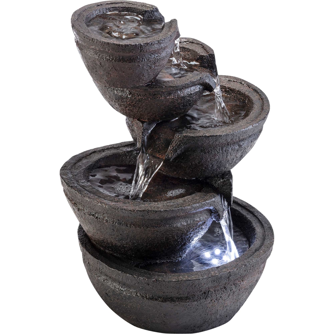 Alpine Tiering Bowls Fountain with White LED Lights - Image 3 of 6