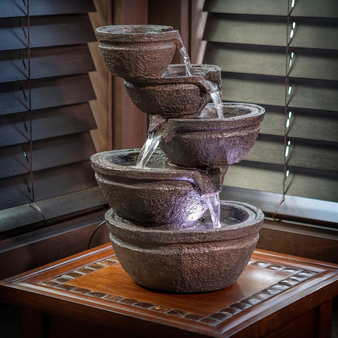 Alpine Tiering Bowls Fountain with White LED Lights - Image 6 of 6