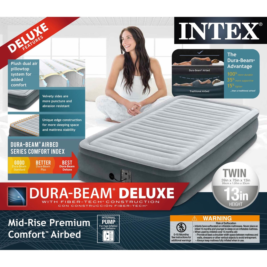 Intex Dura-Beam Mid-Rise Premium Comfort Airbed - Image 5 of 5
