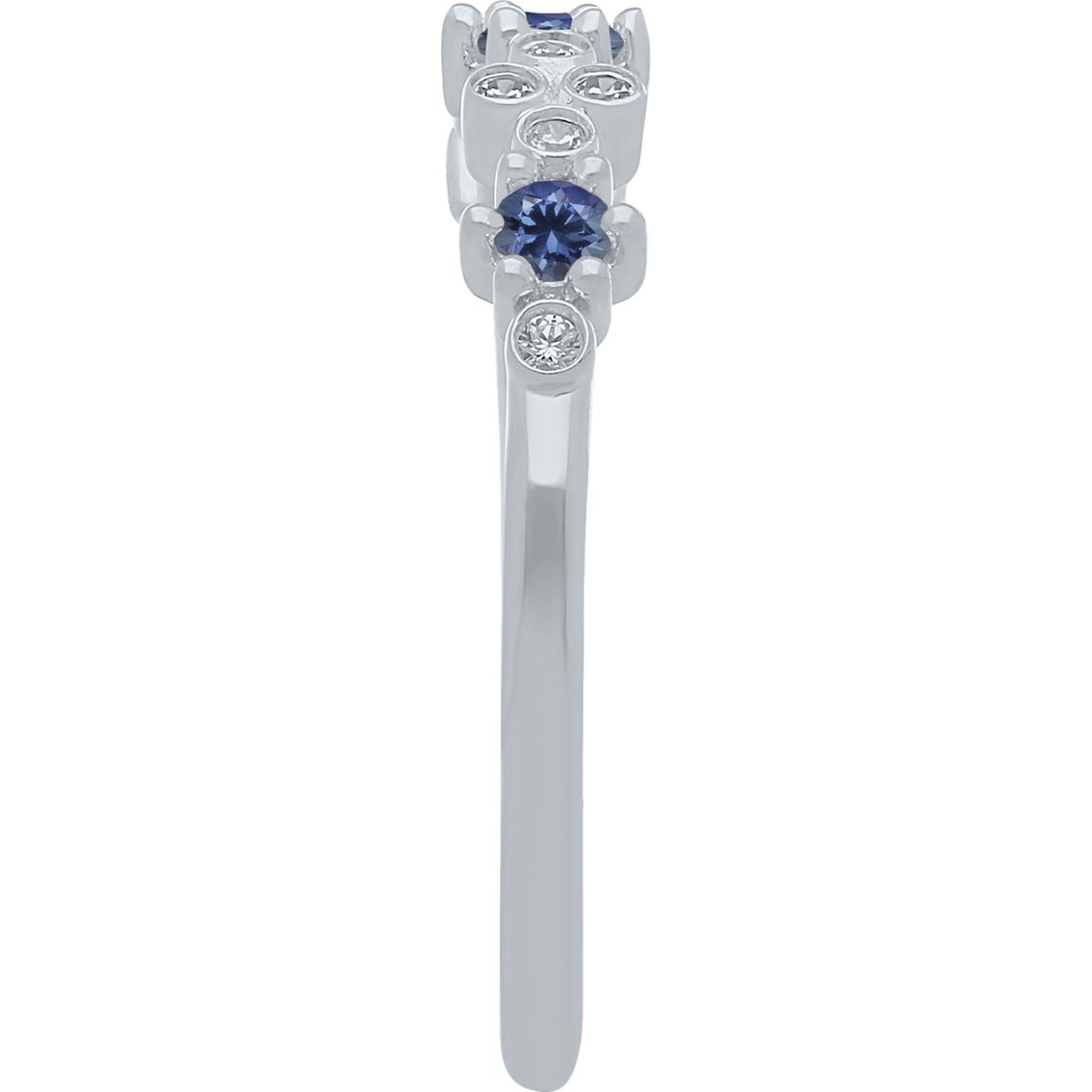 10K White Gold 1/4 CTW Enhanced Blue Sapphire and Diamond Anniversary Ring - Image 3 of 3