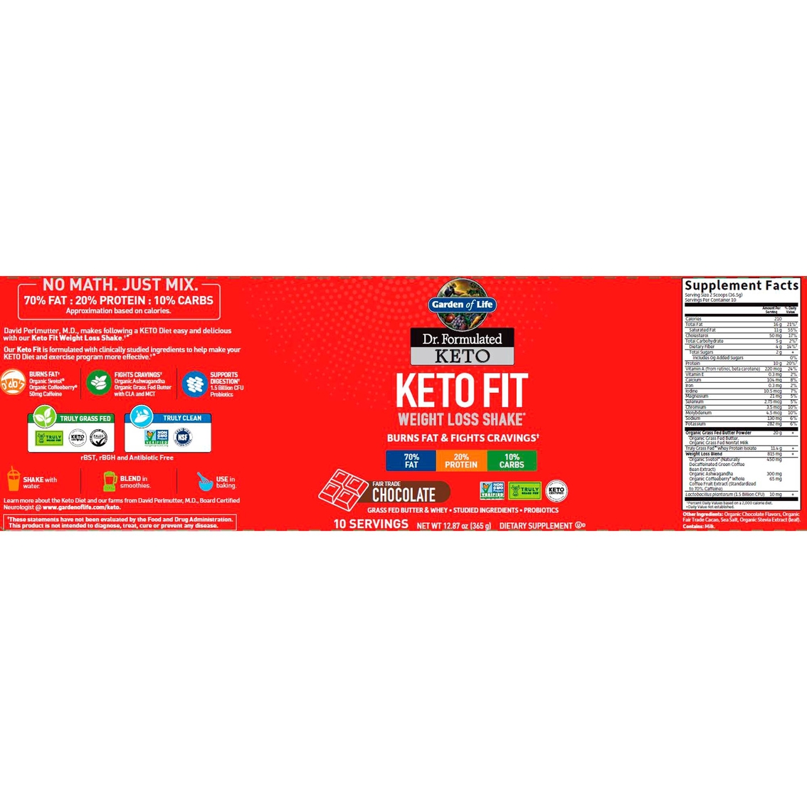 Garden of Life Dr. Formulated Keto Fit Chocolate Nutritional Supplements 10 ct. - Image 2 of 2