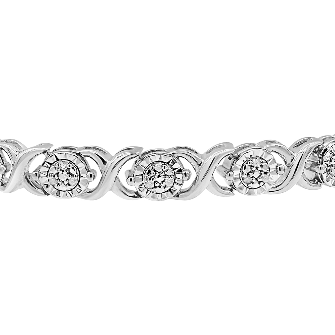 Sterling Silver 1/4 CTW Promo Diamond 'X' Link Bracelet - Image 2 of 2