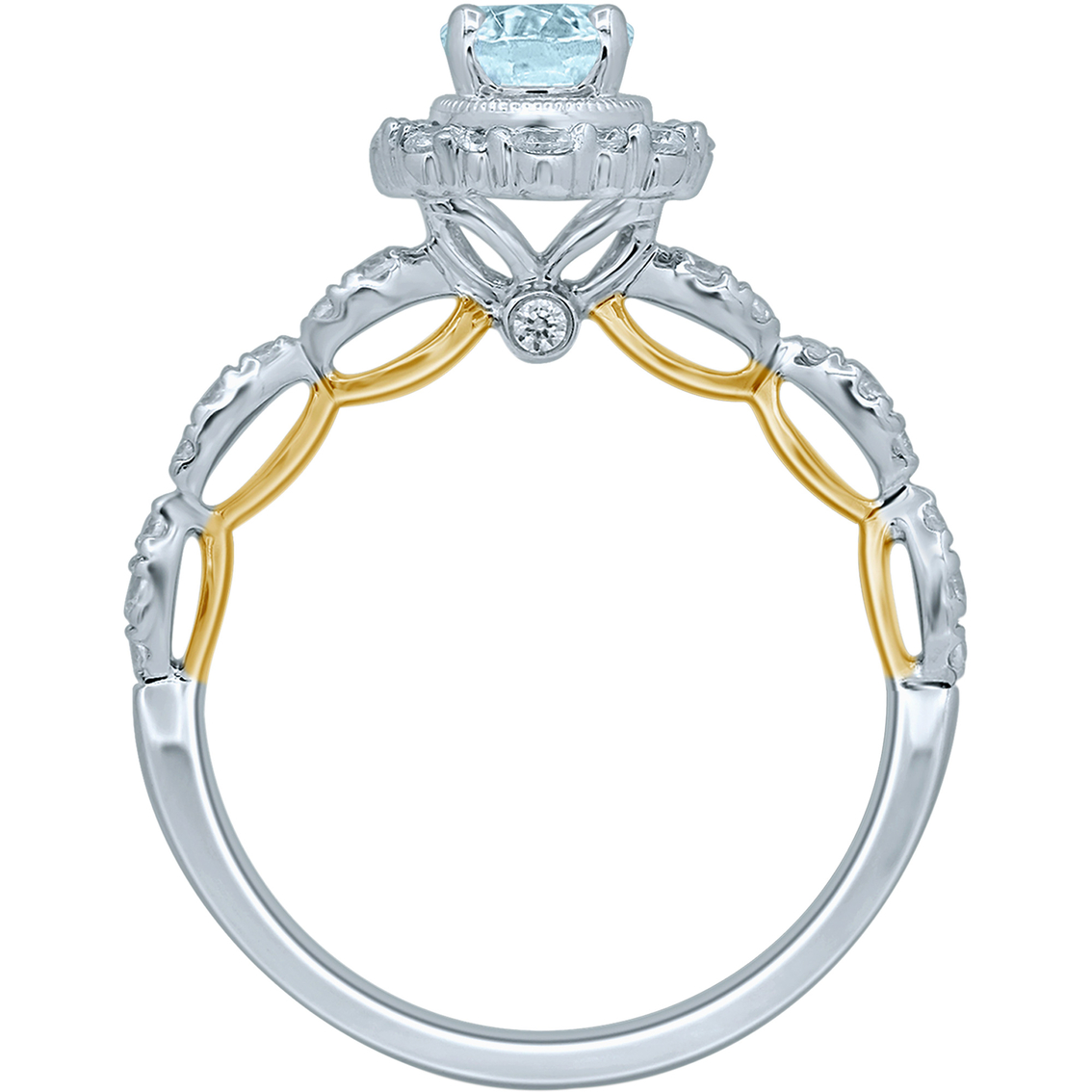 Truly Zac Posen 14K White and Yellow Gold 1 1/4 CTW Aquamarine Engagement Ring - Image 3 of 3