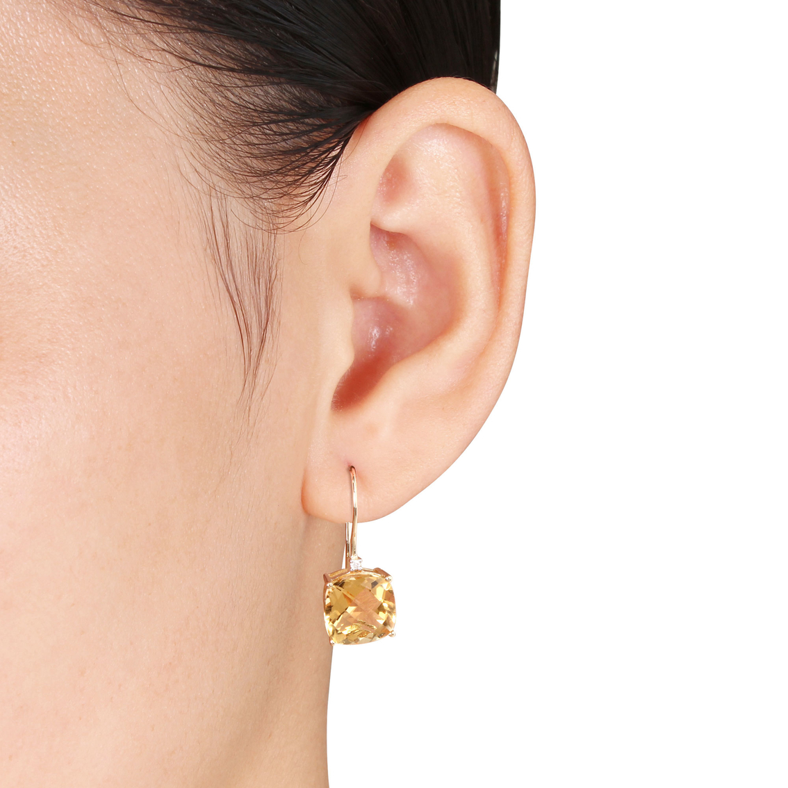 Sofia B. 10K Yellow Gold Cushion Cut Citrine Diamond Accent Earrings - Image 2 of 2