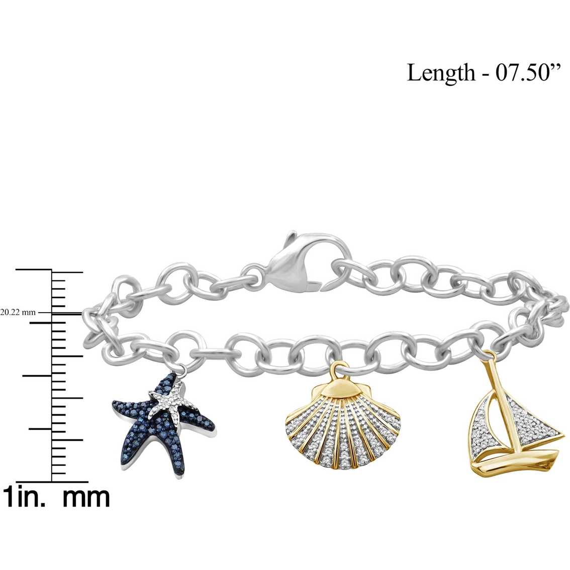 She Shines 14K Gold Over Sterling Silver 1/3 CTW Diamond Nautical Charm Bracelet - Image 2 of 4