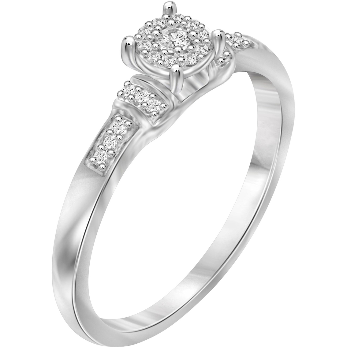 She Shines Sterling Silver 1/10 CTW Genuine White Diamond Promise Fashion Ring - Image 2 of 4