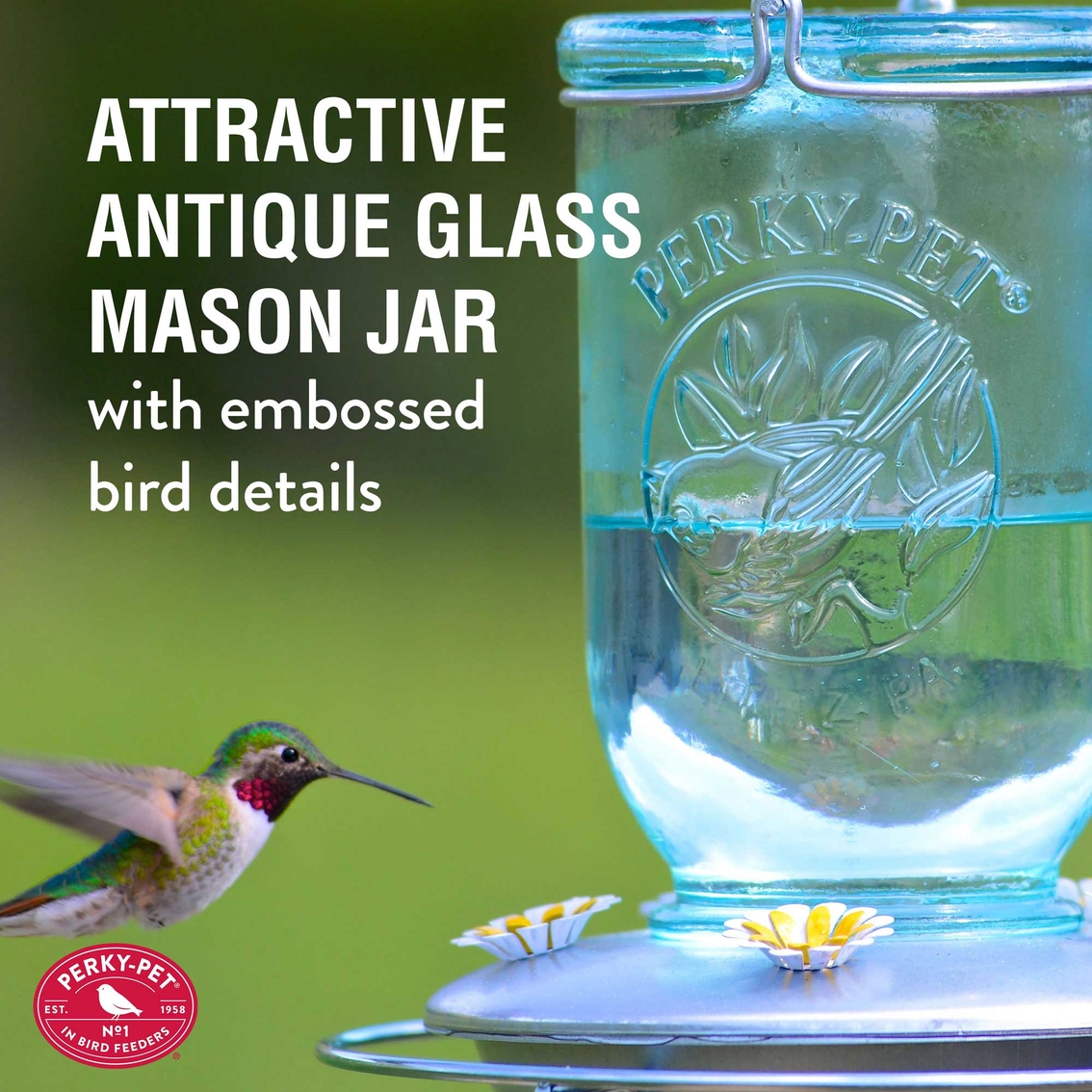 Perky Pet 32 oz. Mason Jar Hummingbird Feeder - Image 5 of 6