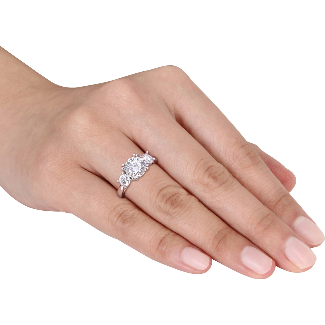 Sofia B. 10K White Gold 2 4/5 CTW Moissanite 3 Stone Engagement Ring - Image 4 of 4