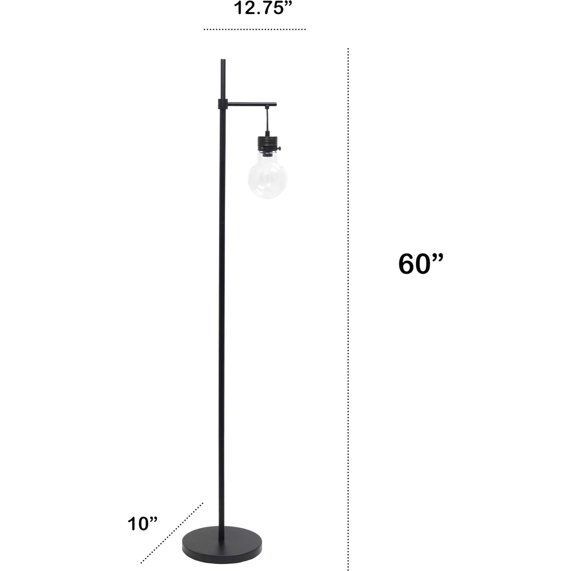 Lalia Home Black Matte 1 Light Beacon Floor Lamp with Clear Glass Shade - Image 7 of 9