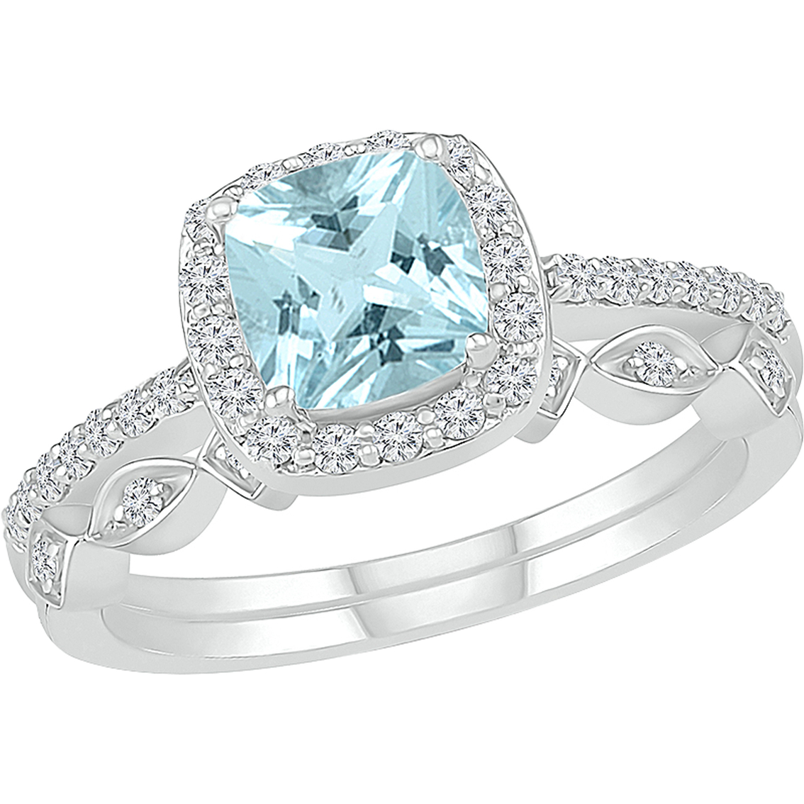 10k Gold Aquamarine And 1/4 CTW Diamond Bridal Ring - Image 2 of 2