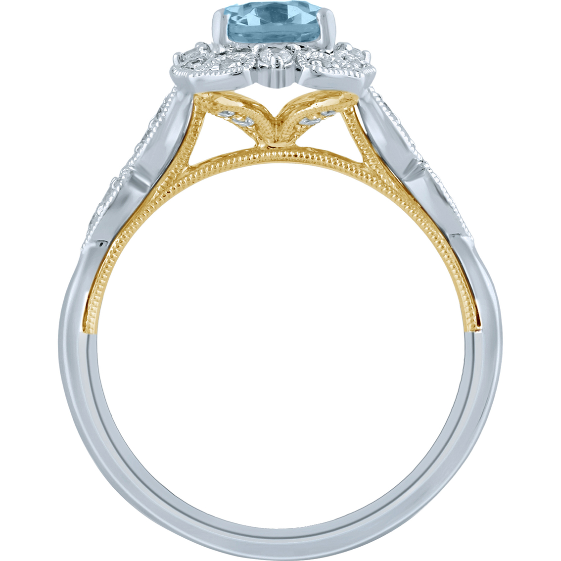 Truly Zac Posen 14K Two Tone Gold 1 3/4 CTW Sky Blue Topaz and Diamond Ring - Image 2 of 3