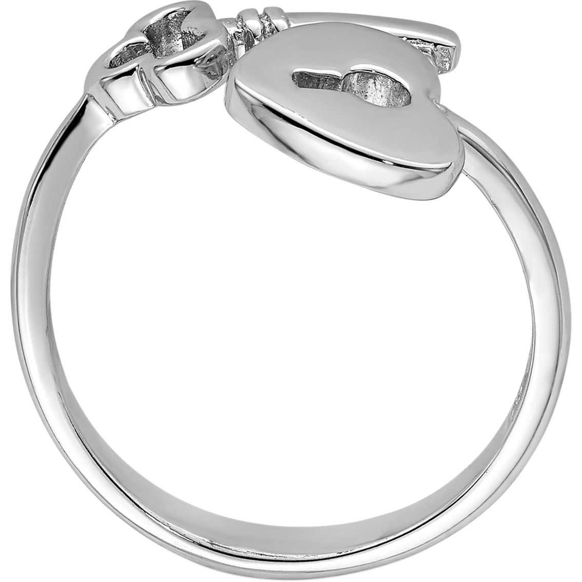 Rhodium Over Sterling Silver Heart Lock and Key Toe Ring - Image 3 of 3