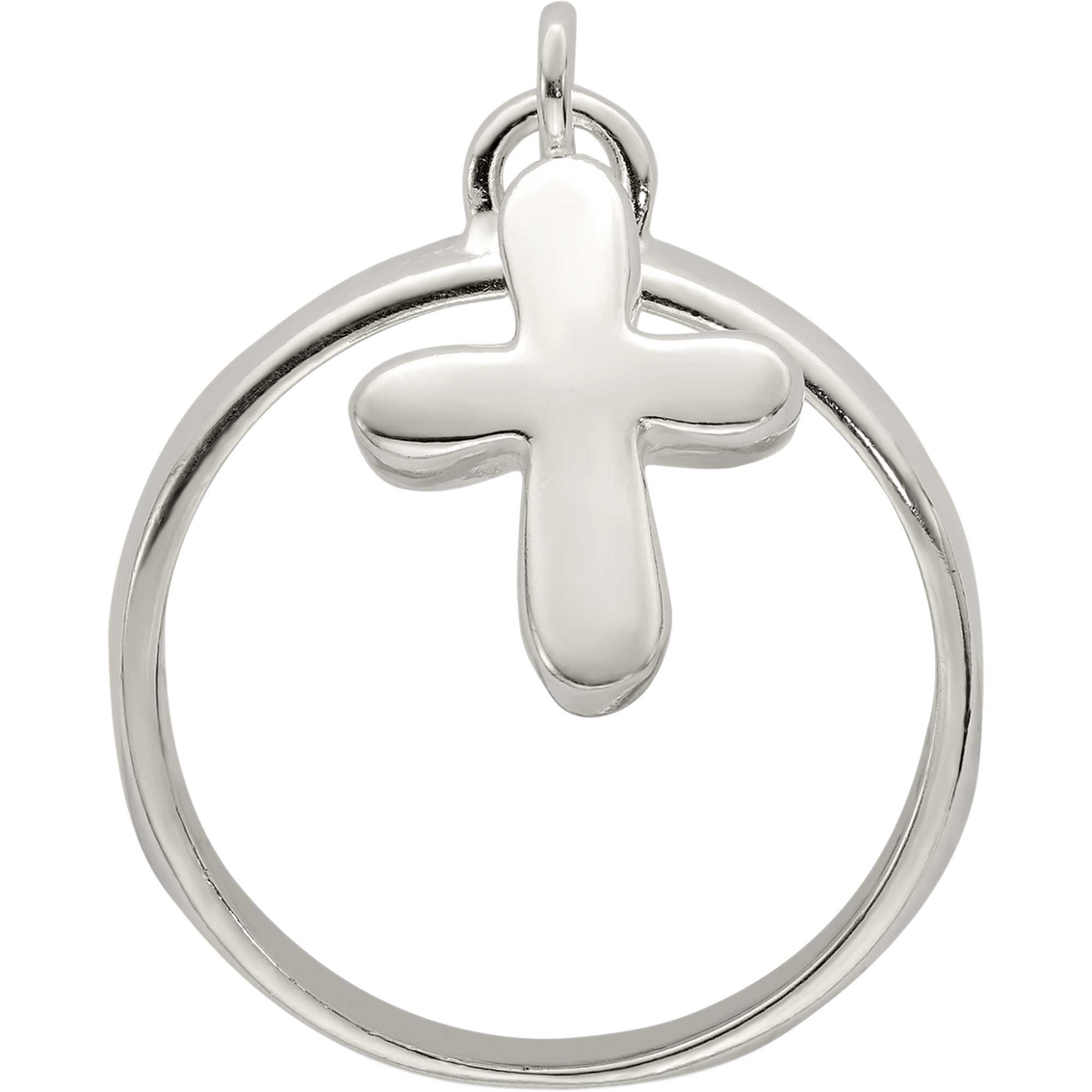 Sterling Silver Solid Cross Dangle Ring - Image 3 of 3