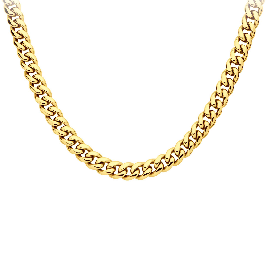 Inox18K Goldtone Miami Cuban Chain Necklace with Cubic Zirconia - Image 2 of 4