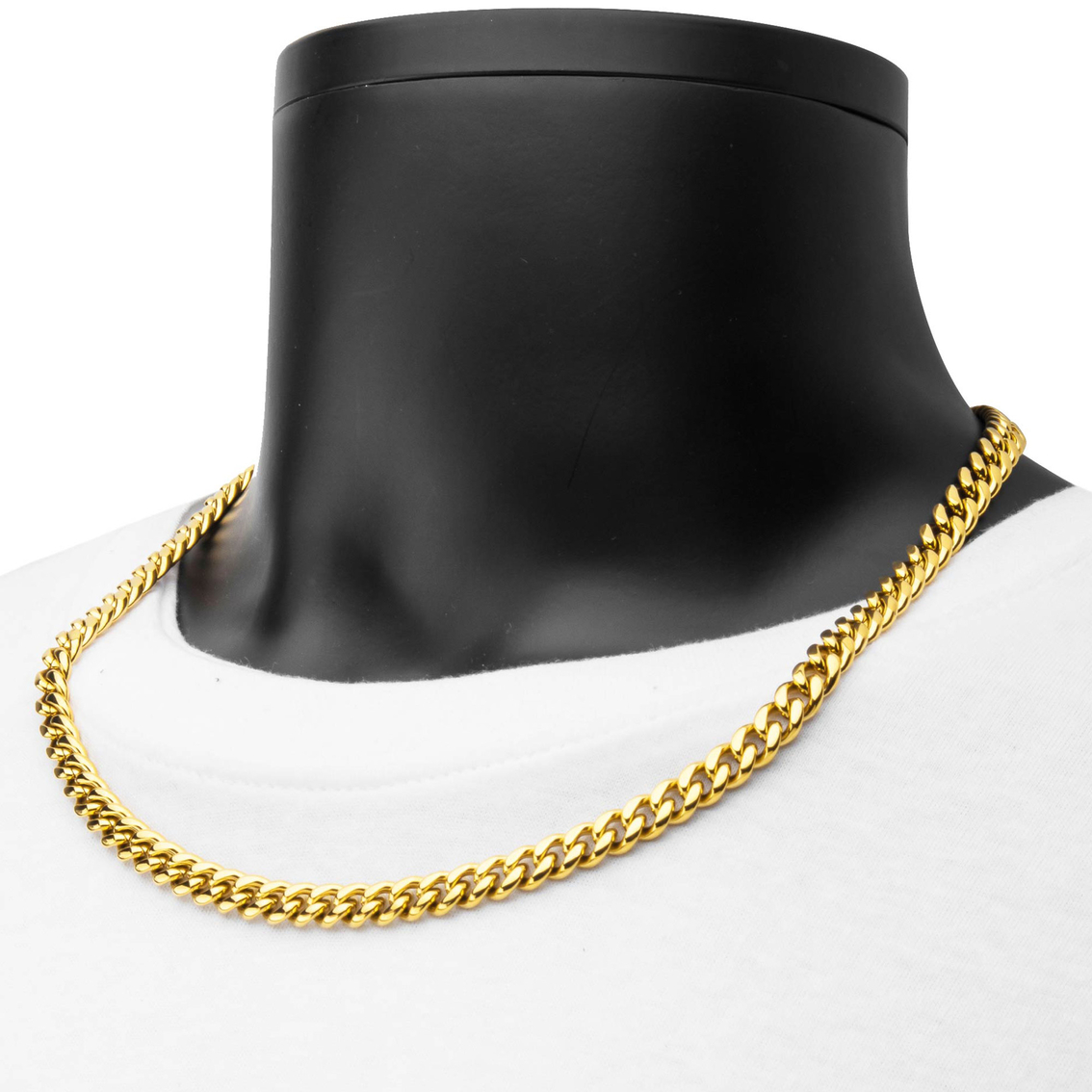 Inox18K Goldtone Miami Cuban Chain Necklace with Cubic Zirconia - Image 4 of 4