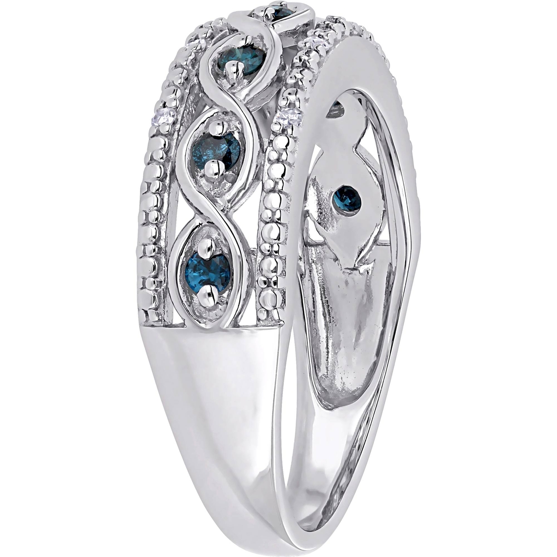 Sofia B. Sterling Silver 1/4 CTW Blue and White Diamond Filigree Anniversary Band - Image 2 of 4