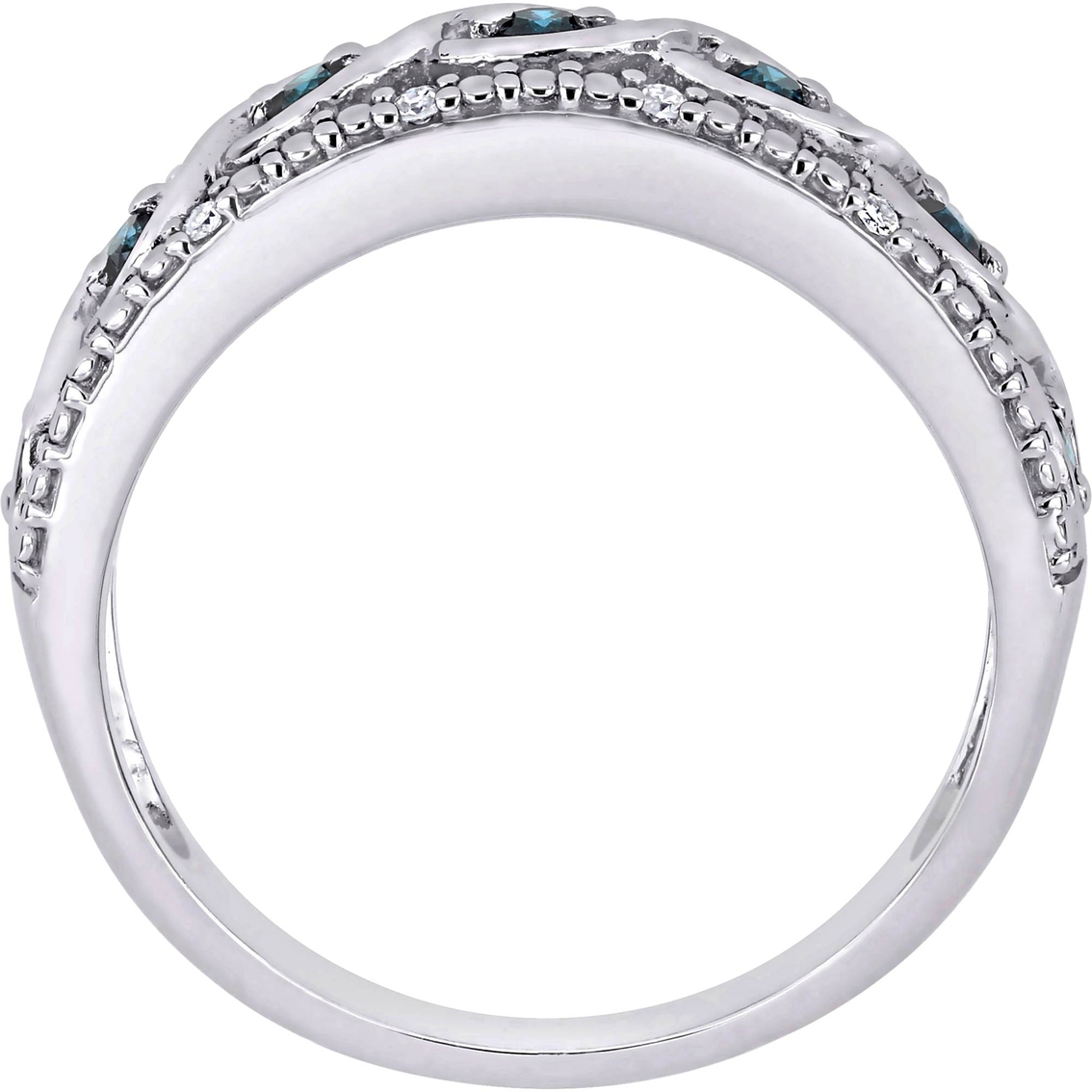 Sofia B. Sterling Silver 1/4 CTW Blue and White Diamond Filigree Anniversary Band - Image 3 of 4