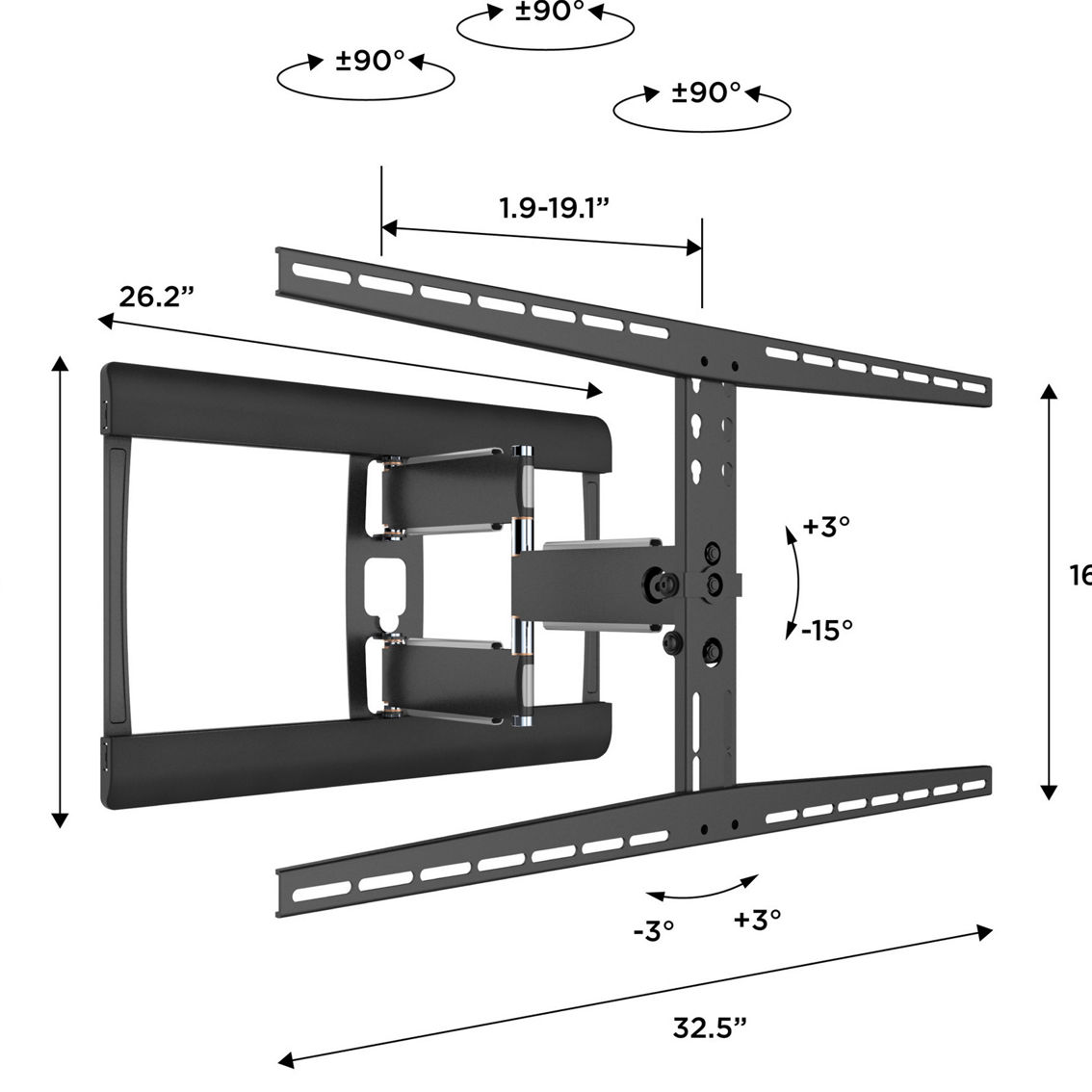 ProMounts Pro Full Motion TV Wall Mount for 37 to 85 in. TVs up to 120 lb. - Image 8 of 10
