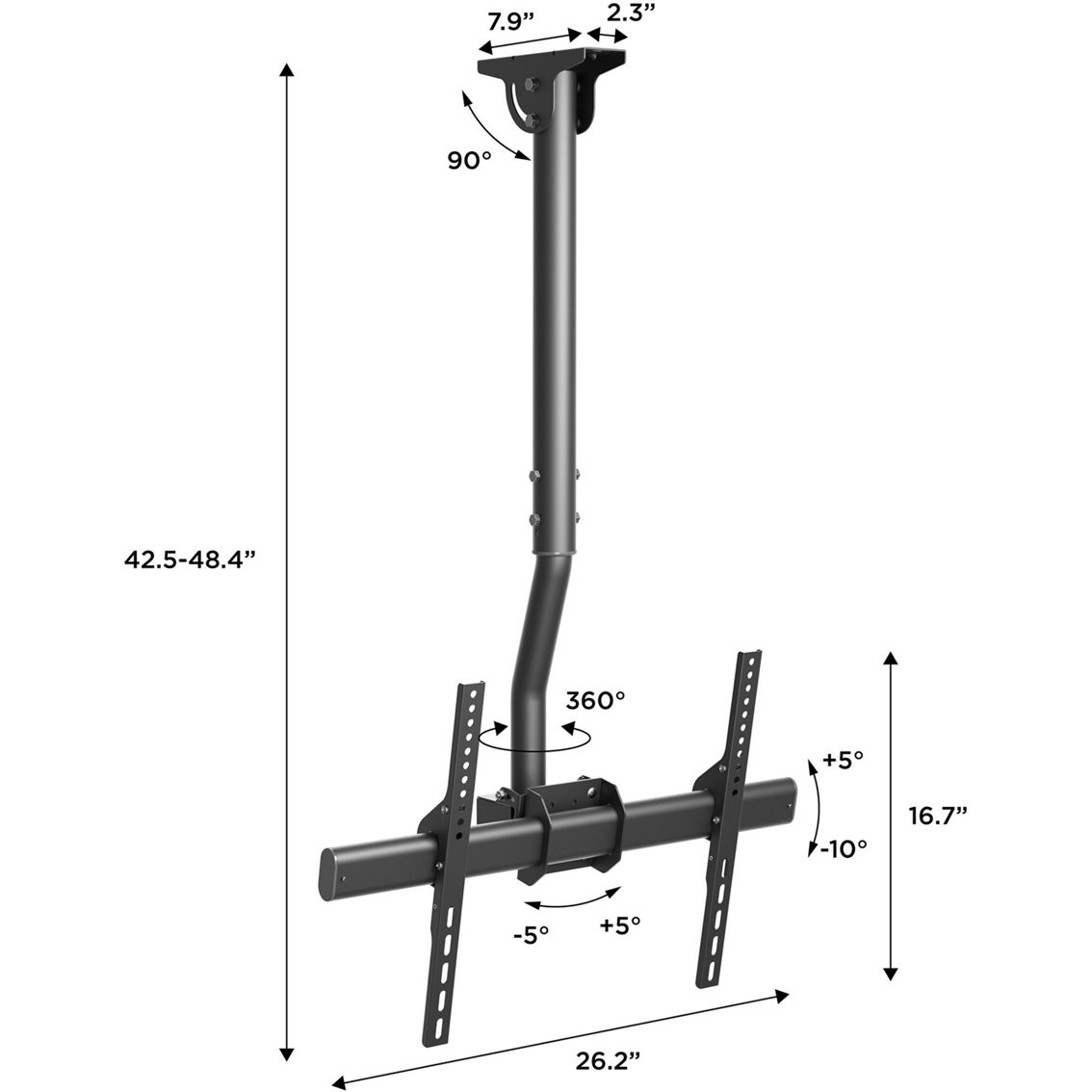 ProMounts Adjustable Ceiling Mount for 37 90 in. TVs - Image 5 of 10