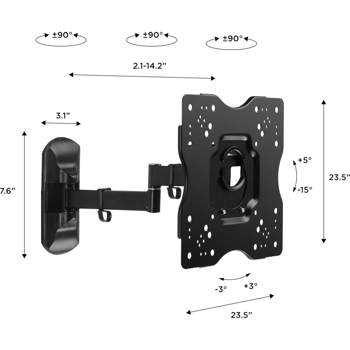 Promounts Articulating Wall Mount for 17 - 42 in. Screens Holds Up To 44 lbs. - Image 3 of 4
