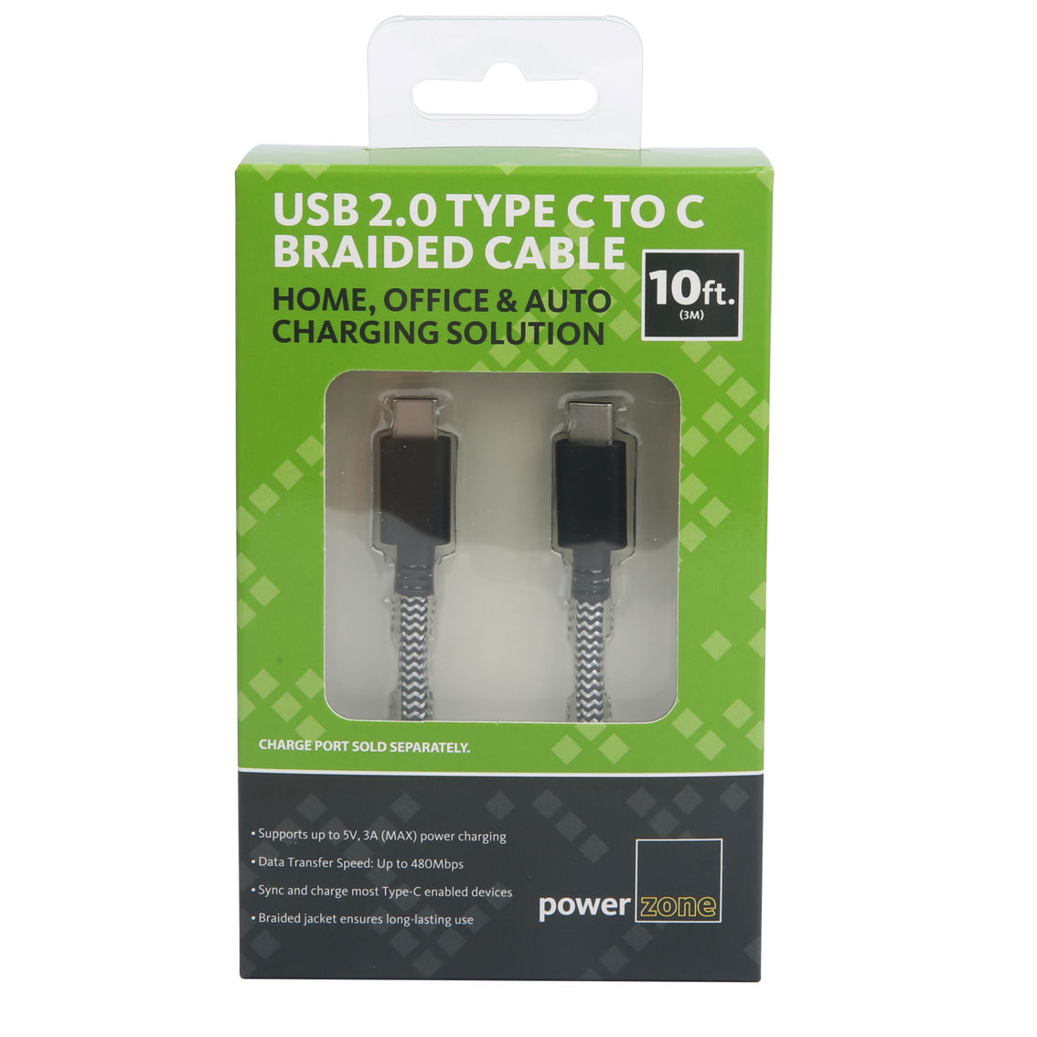 Powerzone USB 2.0 Type C to C 10ft. Braided Cable - Image 3 of 5