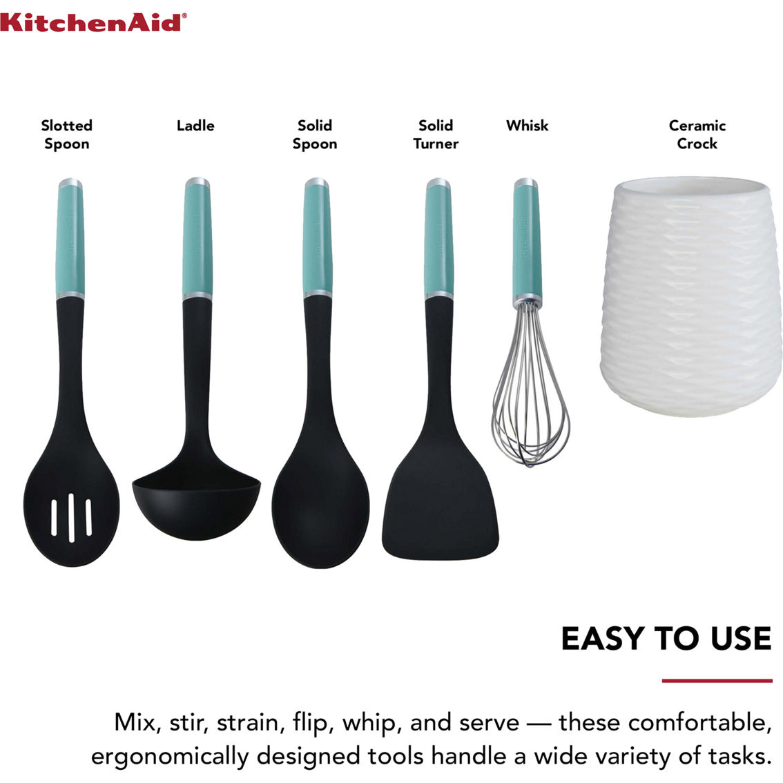 KitchenAid Ceramic Crock with Plastic Kitchen Tool 6 pc. Set - Image 2 of 2