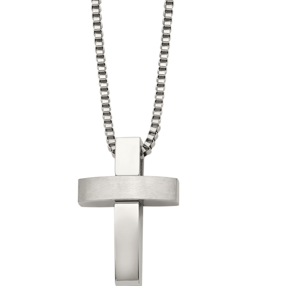 Chisel Stainless Steel Brushed and Polished Cross Pendant - Image 2 of 4