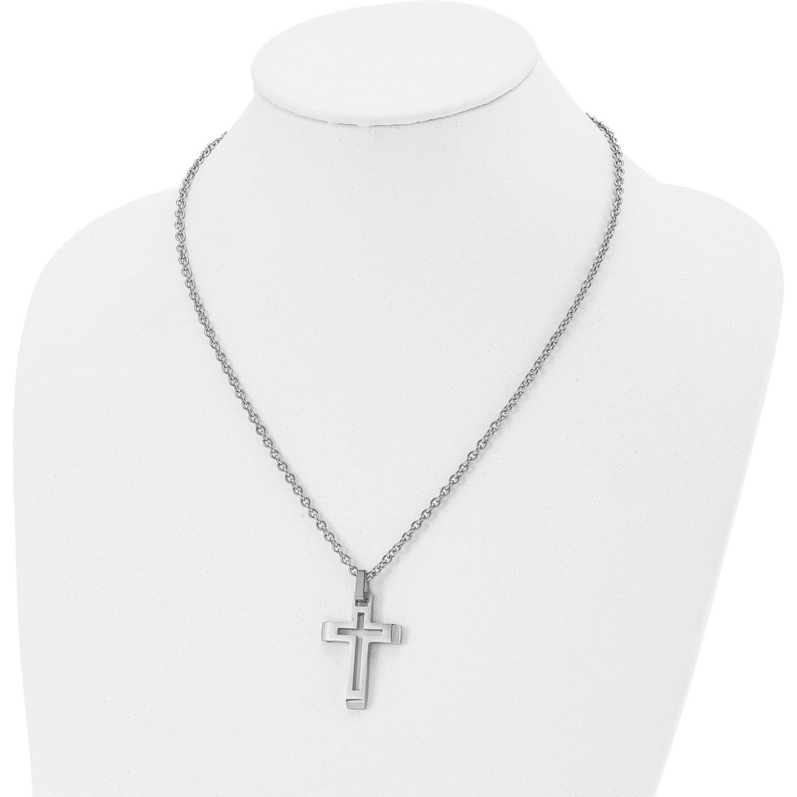 Chisel Stainless Steel Brushed and Polished Cut Out Cross Pendant - Image 3 of 4