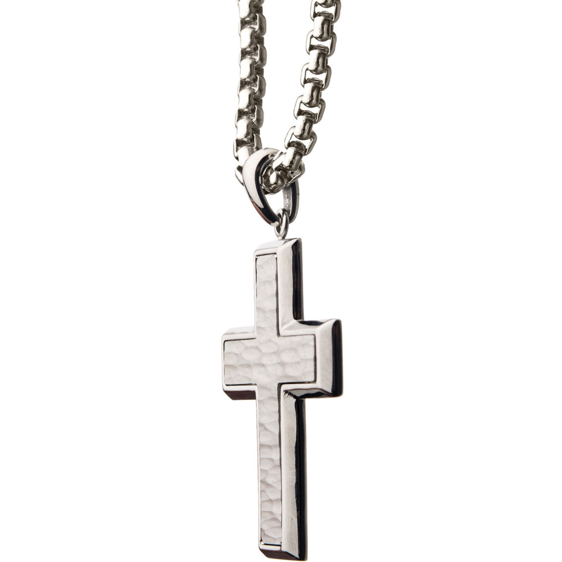 Inox Matte Stainless Steel Short Cross Pendant with Steel Box Chain - Image 2 of 4
