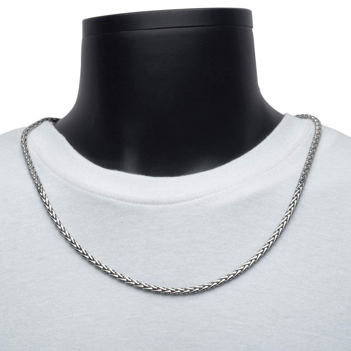 Inox Polished Finish Stainless Steel Spiga Chain Necklace - Image 4 of 4