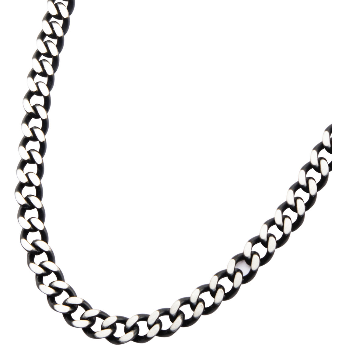 Inox Stainless Steel Black Ion Plated Diamond Cut Chain Necklace - Image 2 of 3