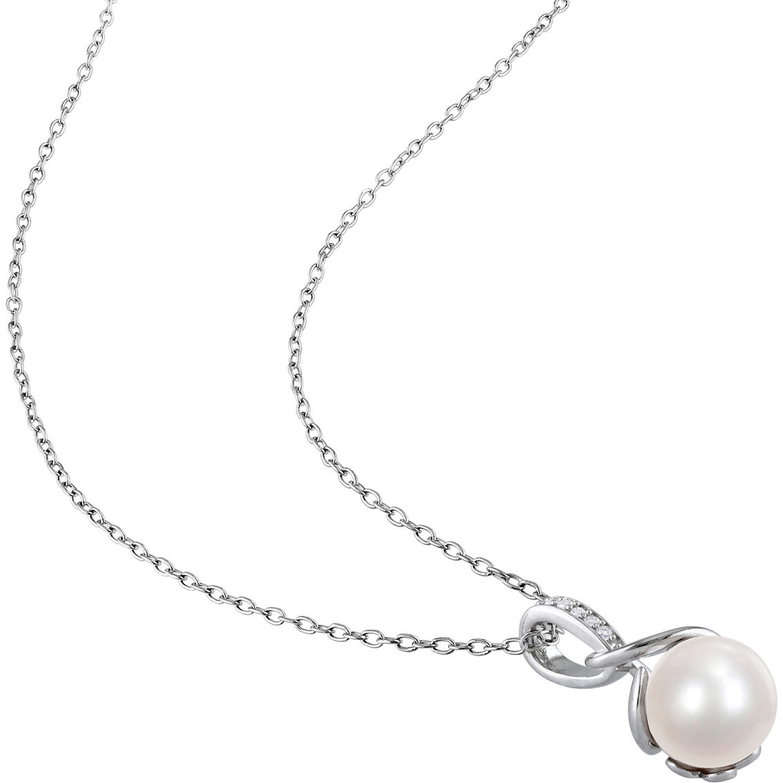 Sofia B. Cultured Freshwater Pearl Diamond Twist Necklace Earrings & Ring 3 pc. Set - Image 3 of 6