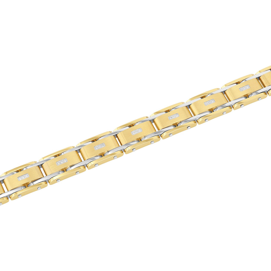 Stainless Steel 1/10 CTW IP Diamond Link Bracelet - Image 2 of 4