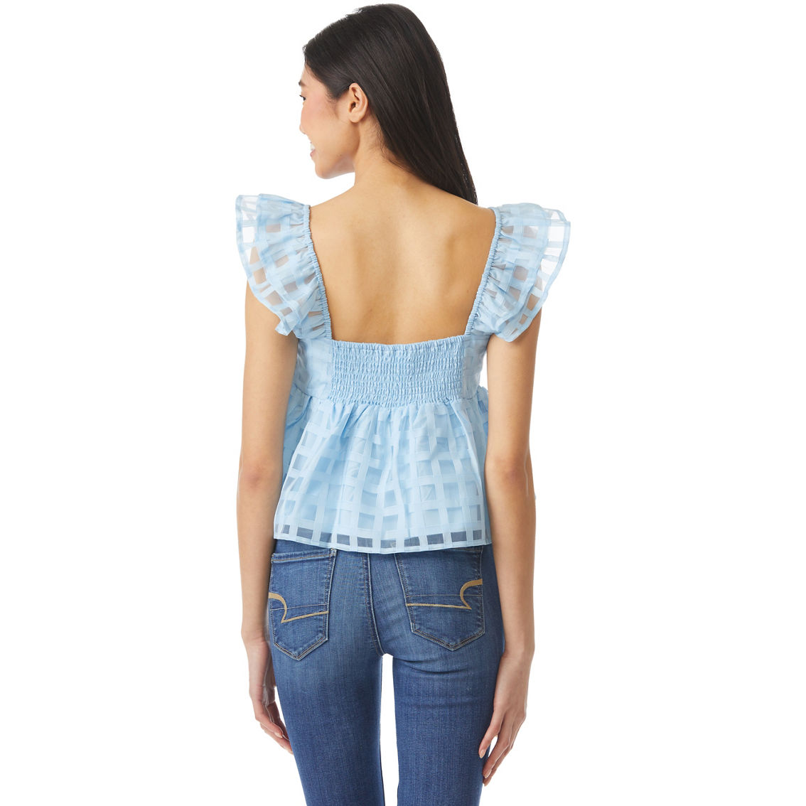 Inspired Hearts Juniors Waffle Textured Tiered Sleeve Top - Image 2 of 3