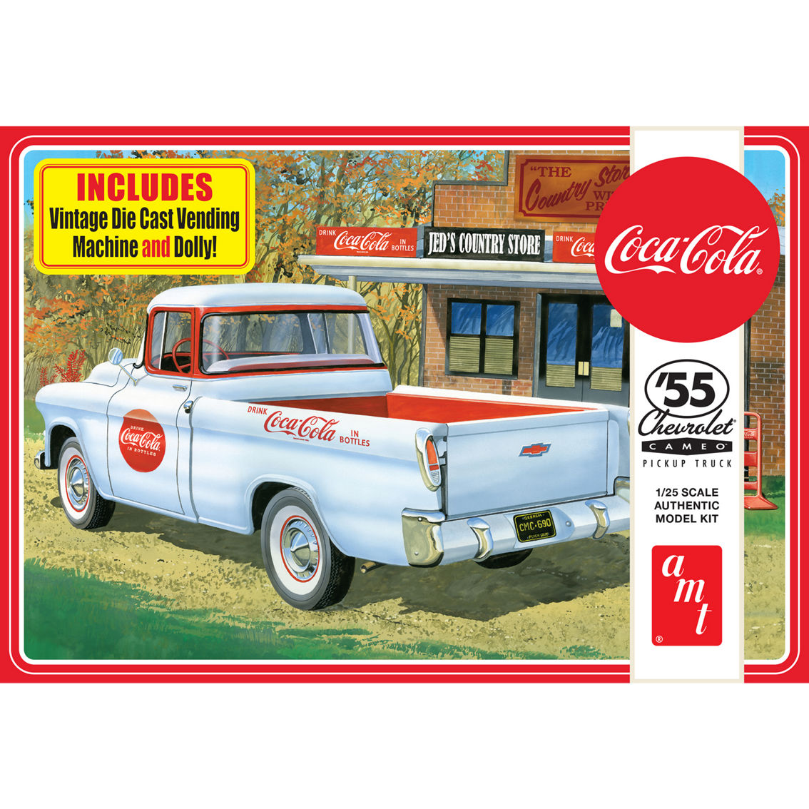 AMT 1955 Chevy Cameo Pickup (Coca-Cola) 1:25 Scale Model Kit - Image 5 of 7