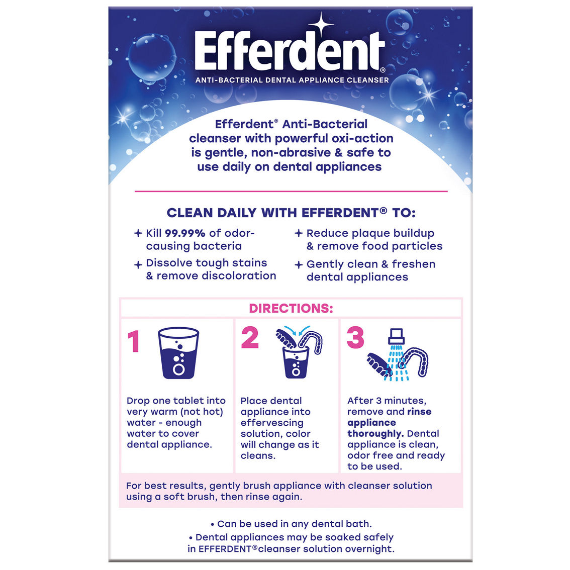 Efferdent Anti-Bacterial Denture Cleanser Tablets 102 ct. - Image 2 of 4