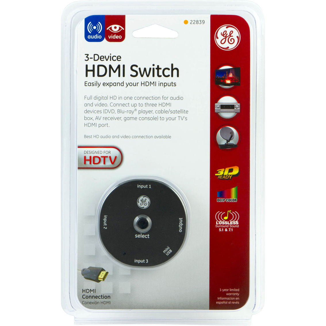 GE 3-Device HDMI Switch - Image 2 of 2