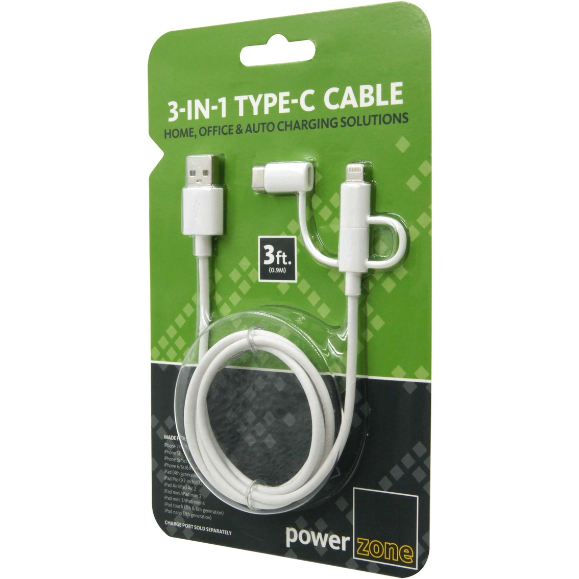 Powerzone 3-in-1 Type C Cable 3 ft. - Image 3 of 5