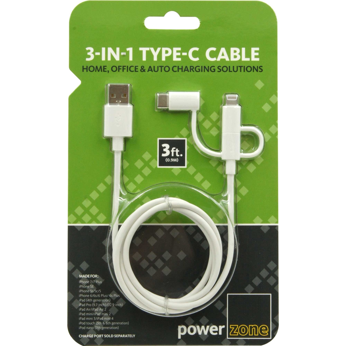 Powerzone 3-in-1 Type C Cable 3 ft. - Image 4 of 5