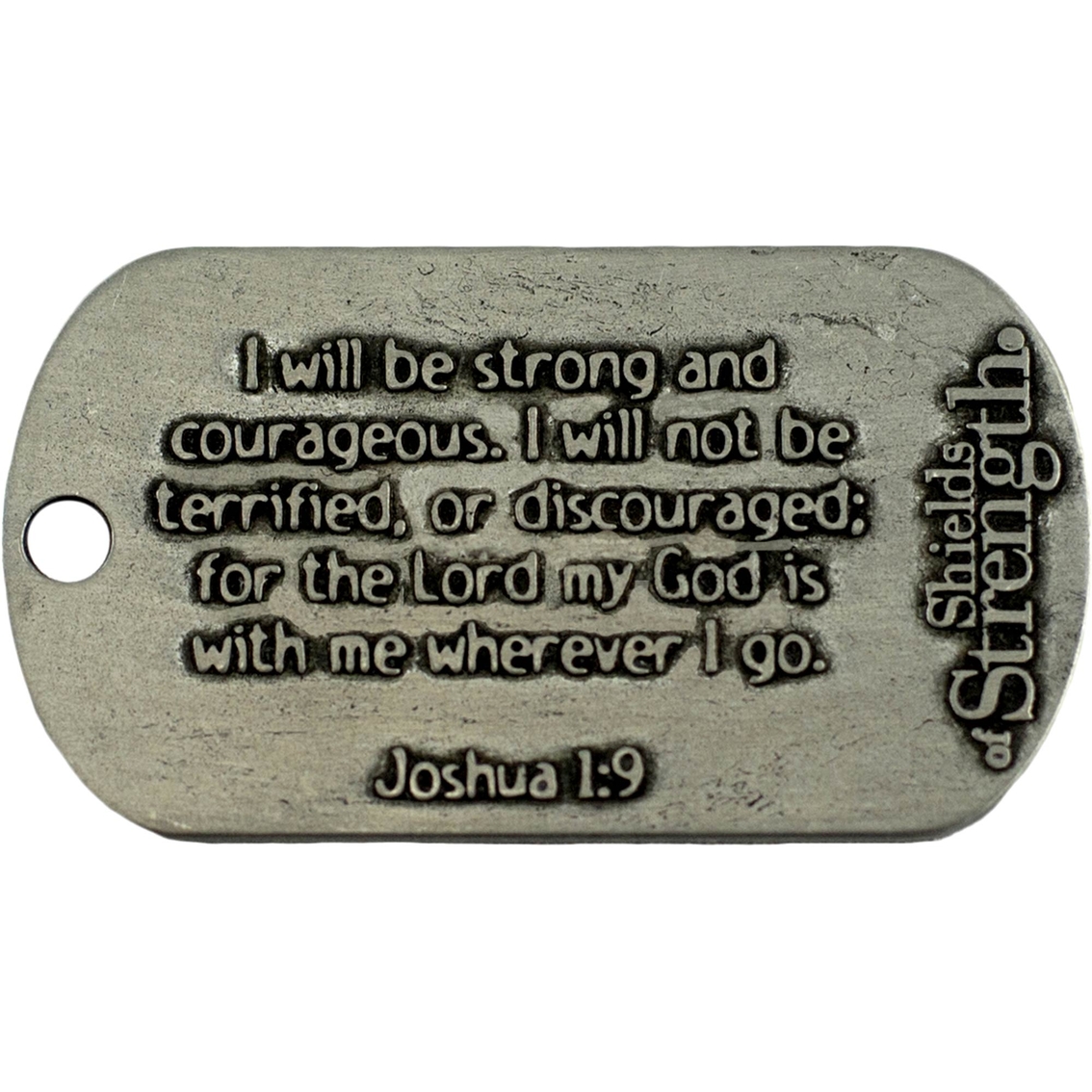 Shields of Strength Military Dad Antique Finish Dog Tag Necklace, Joshua 1:9 - Image 2 of 2