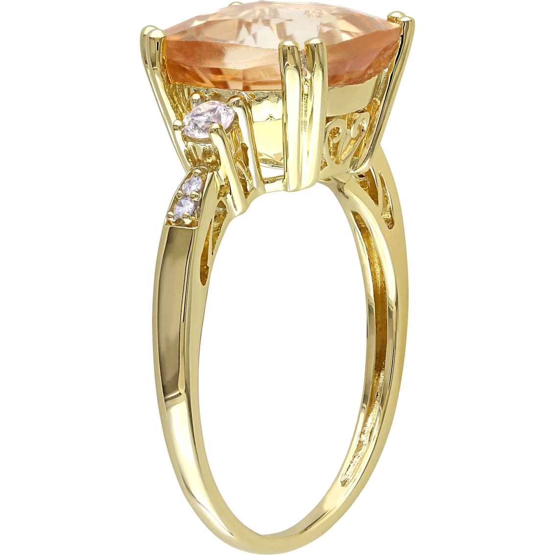Sofia B. 10K Yellow Gold Citrine and Lab Created White Sapphire Diamond Accent Ring - Image 2 of 3