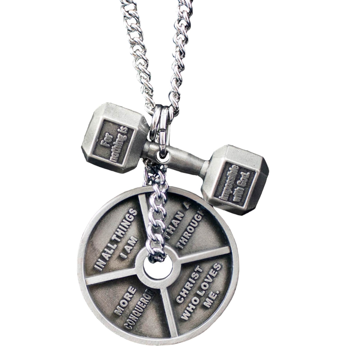 Shields of Strength Women's Antique Finish Combo Necklace, Phil 4:13/Luke 1:37 - Image 2 of 2