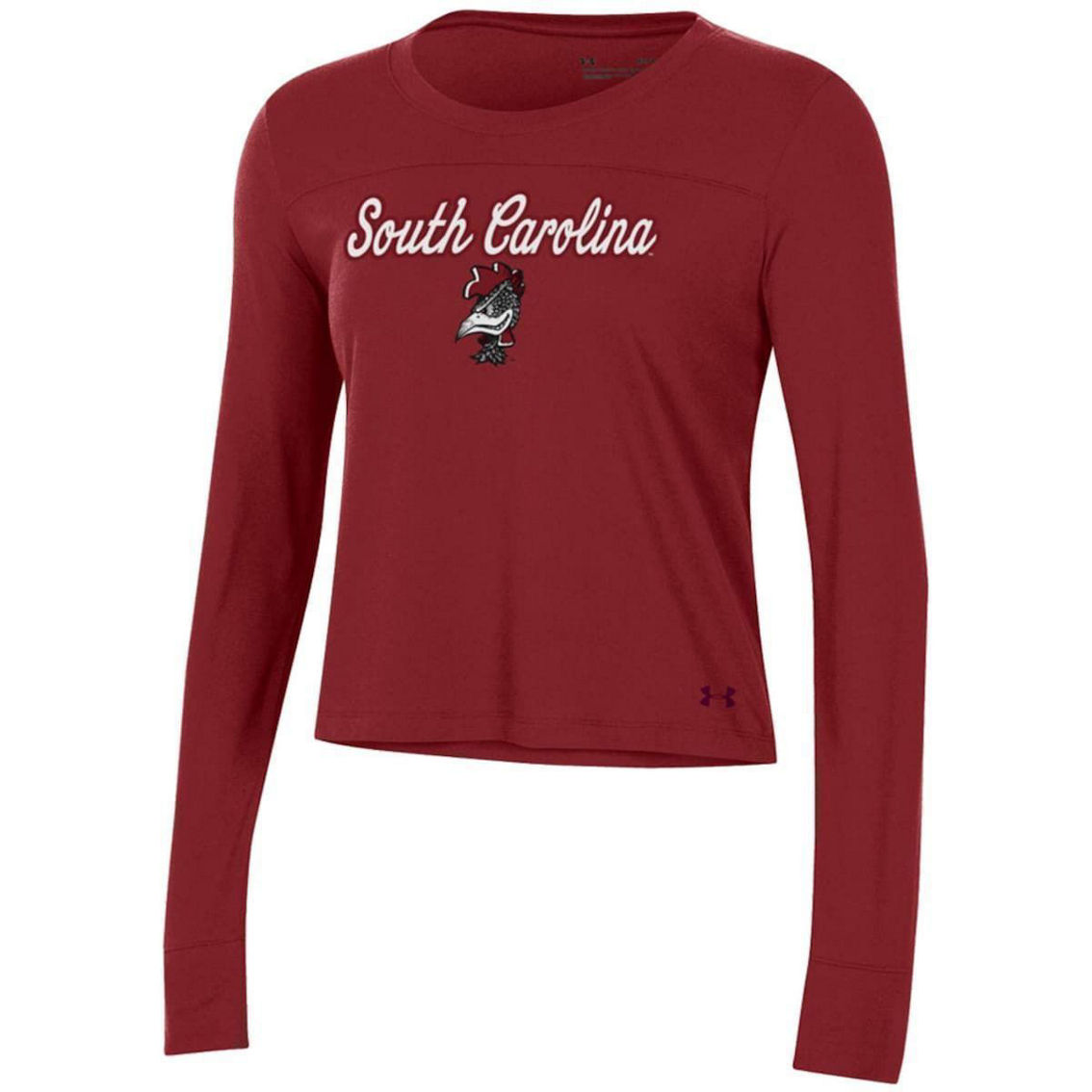 Under Armour Women's Garnet South Carolina Gamecocks Vault Cropped Long Sleeve T-Shirt - Image 3 of 4
