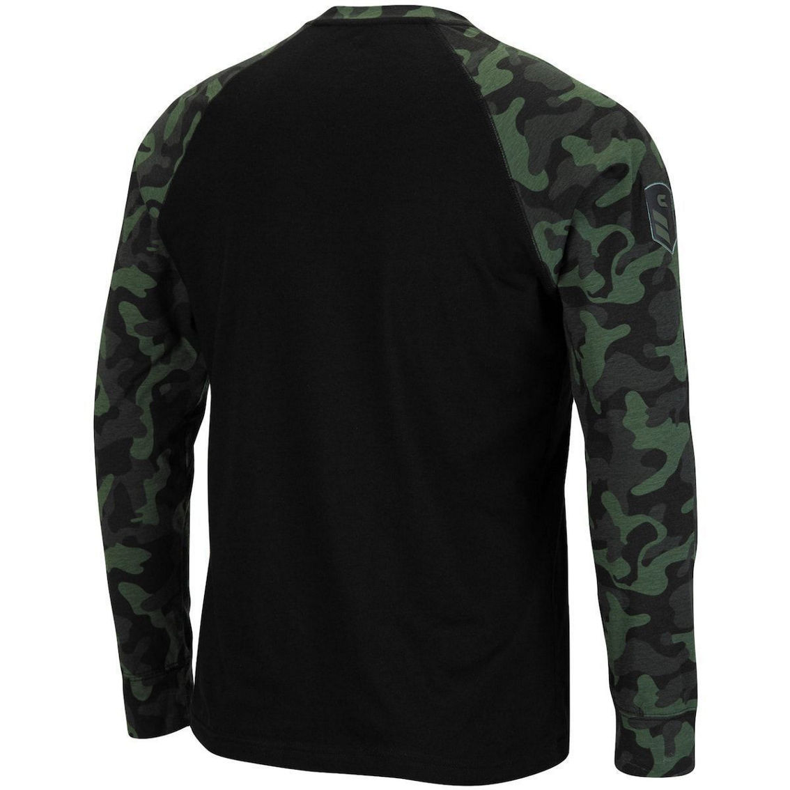 Colosseum Men's Black Michigan Wolverines OHT Military Appreciation Camo Raglan Long Sleeve T-Shirt - Image 4 of 4
