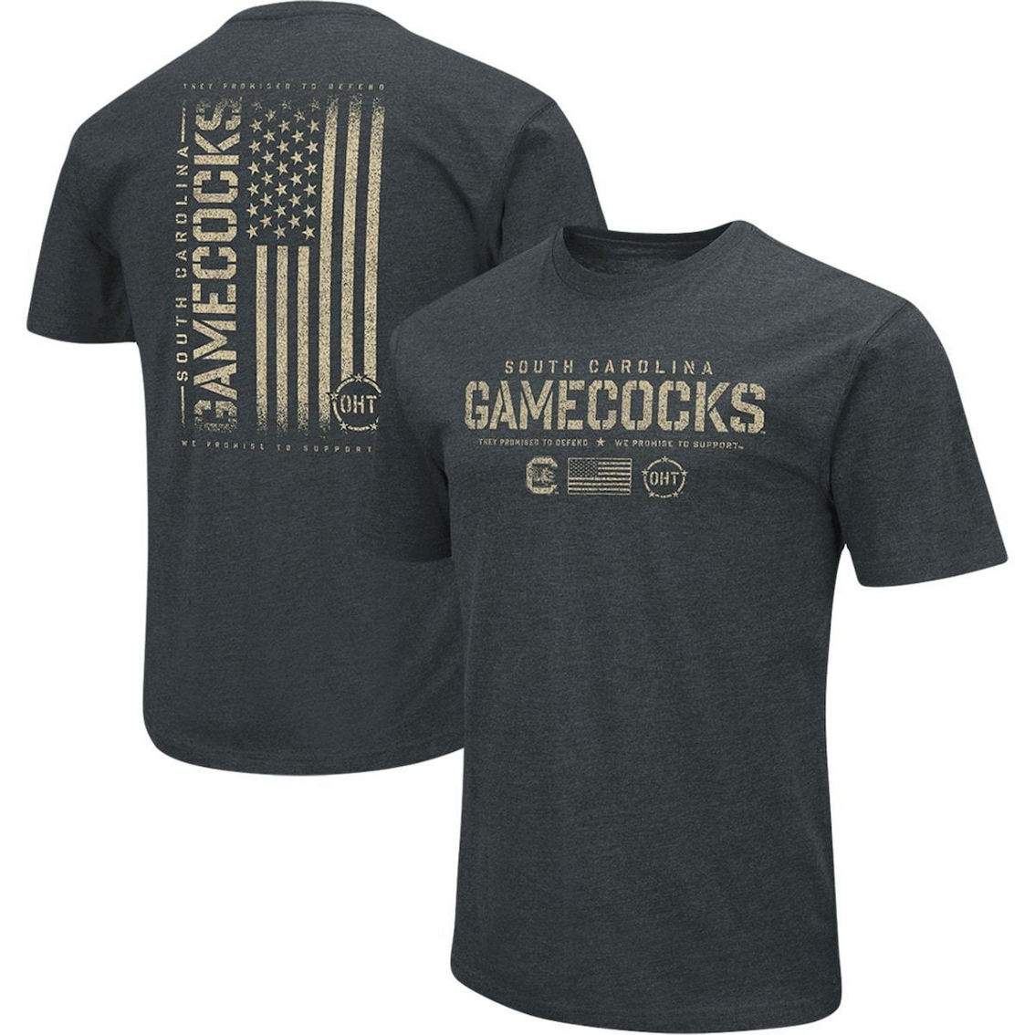 Colosseum Men's Heathered Black South Carolina Gamecocks OHT Military Appreciation Flag 2.0 T-Shirt - Image 2 of 4