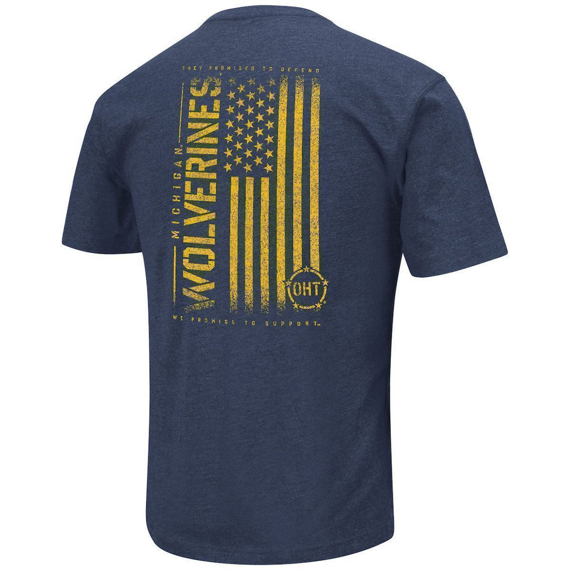 Colosseum Men's Heather Navy Michigan Wolverines OHT Military Appreciation Flag 2.0 T-Shirt - Image 4 of 4