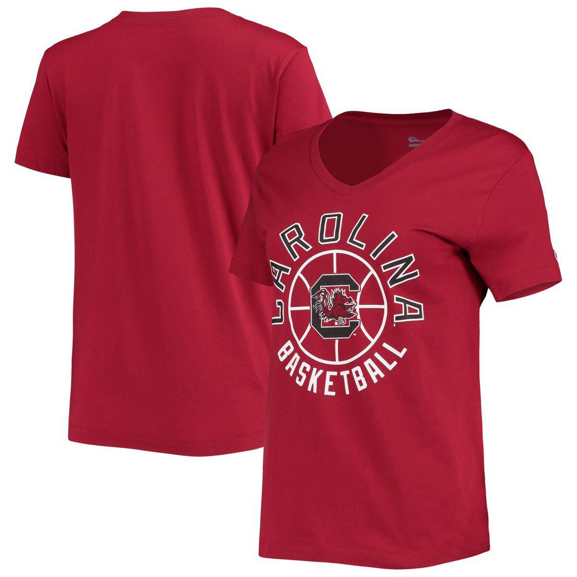 Champion Women's Garnet South Carolina Gamecocks Basketball V-Neck T-Shirt - Image 2 of 4