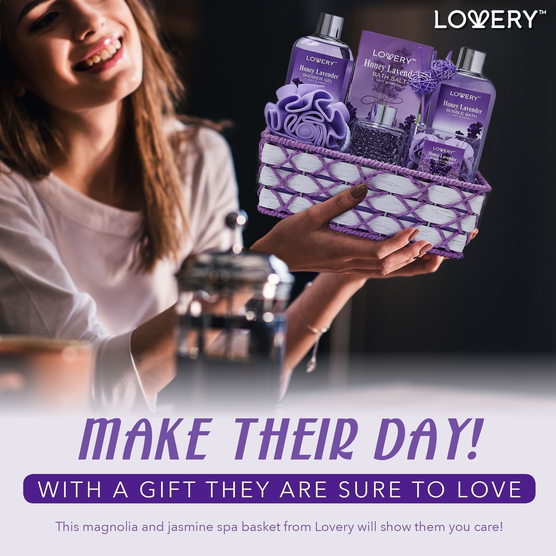 Lovery Bath And Body Gift - Honey Lavender Scent - Essential Oil Diffuser - 13pc - Image 5 of 5