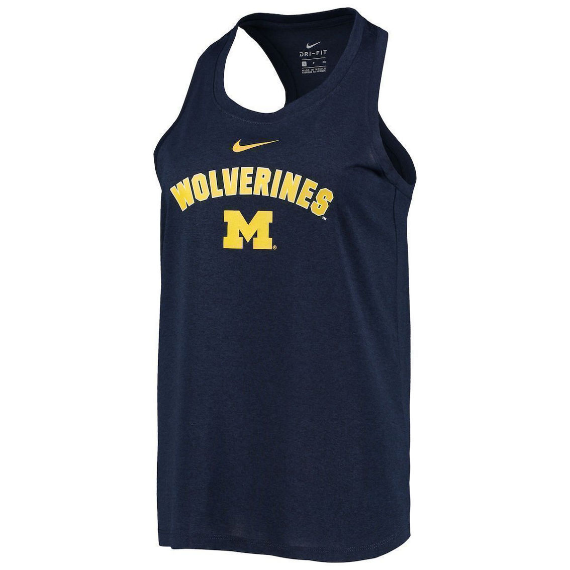 Nike Women's Navy Michigan Wolverines Arch & Logo Classic Performance Tank Top - Image 3 of 4