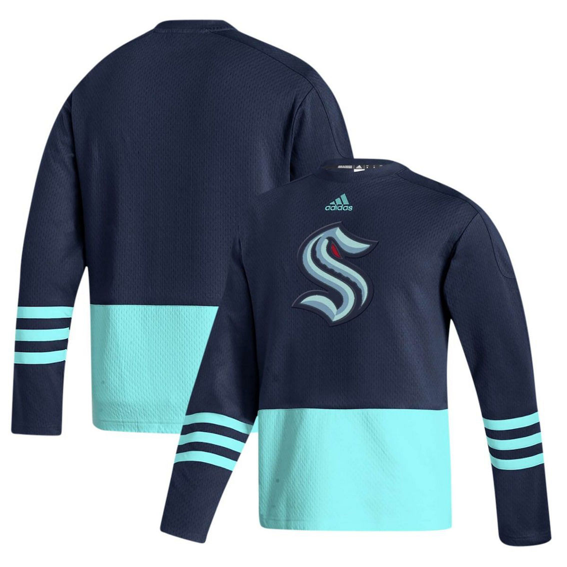 adidas Men's Deep Sea Blue Seattle Kraken Logo AEROREADY Pullover Sweater - Image 2 of 4